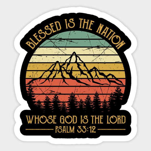 Blessed Is The Nation Who God Is The Lord Vintage Christian Sticker by GreggBartellStyle